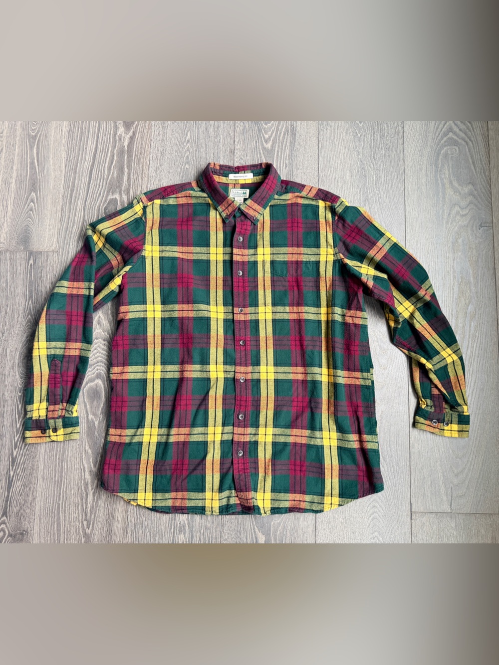 L.L. Bean Traditional Fit Plaid Button Up Shirt Size XL Tall XLT